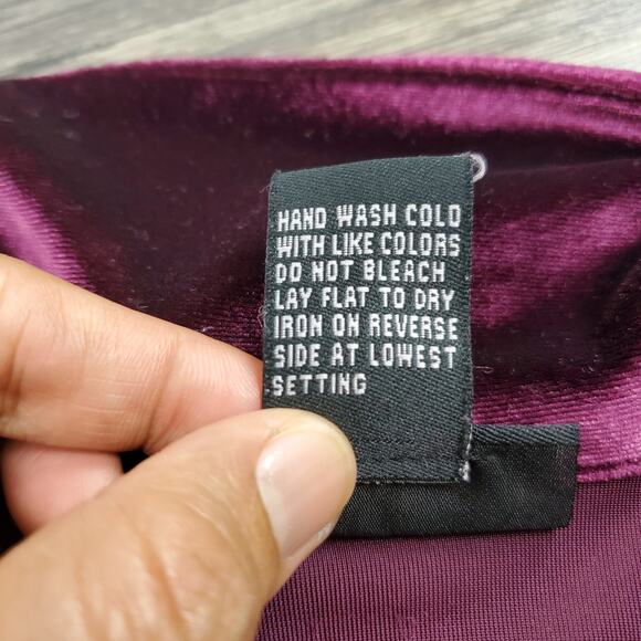 Vintage Notations Purple Velvet Peplum Sweater Sz L Retro Romantic Goth - Picture 6 of 6